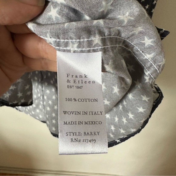 Frank & Eileen Barry  Brushed Cotton Button Up In Navy Stars Size L - Picture 10 of 10